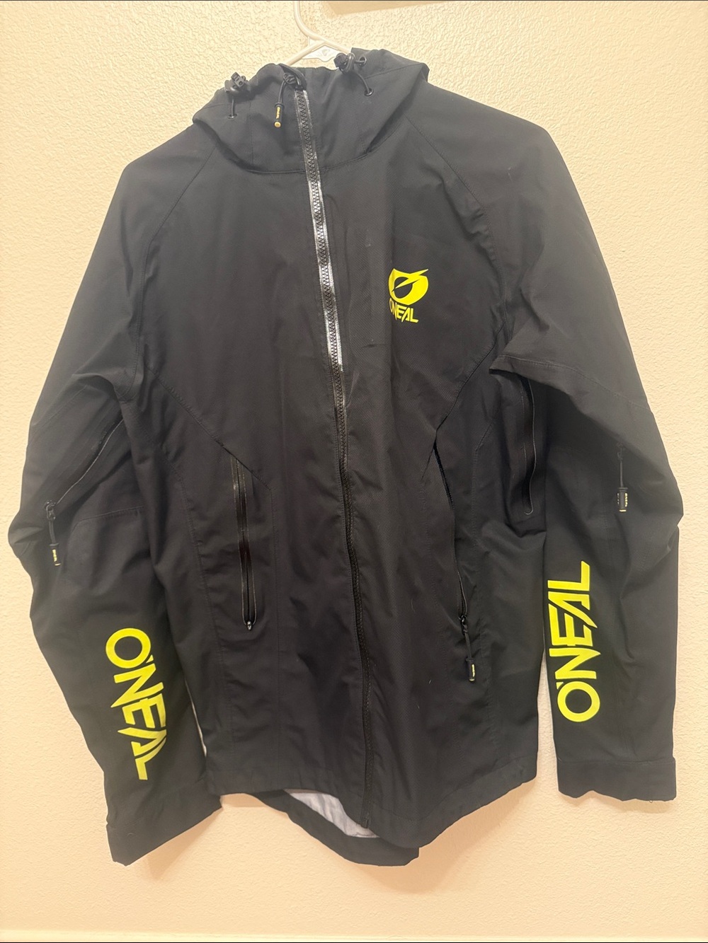 O'NEAL Black Windbreaker with Yellow Logo Accents